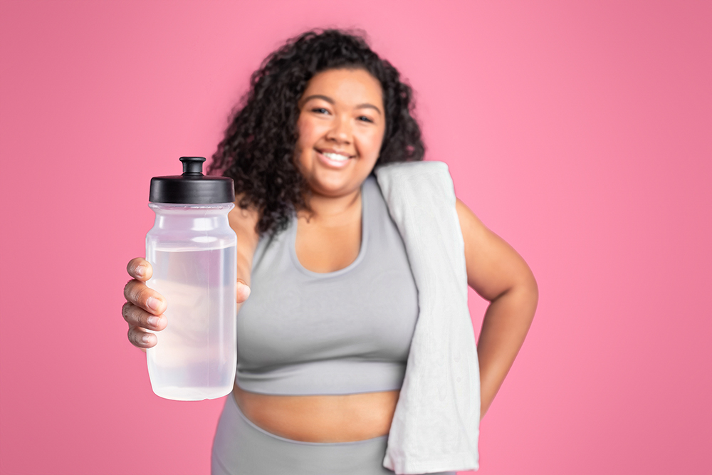 cheerful overweight girl